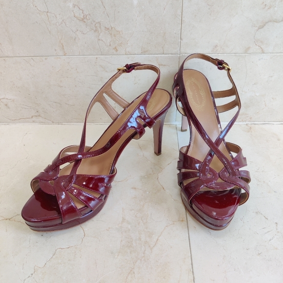 Wine Red 4" Strappy Heels Elie Tahari - Picture 3 of 10